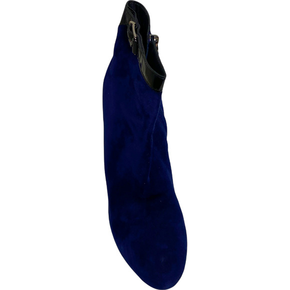Tod's Women Boots Navy Suede Velvet Patent Leather Ankle Booties Zip 9.5 / 41 - Picture 6 of 8
